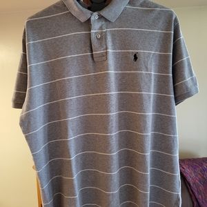 Ralph Lauren Polo Shirt Gray with White Strips XL